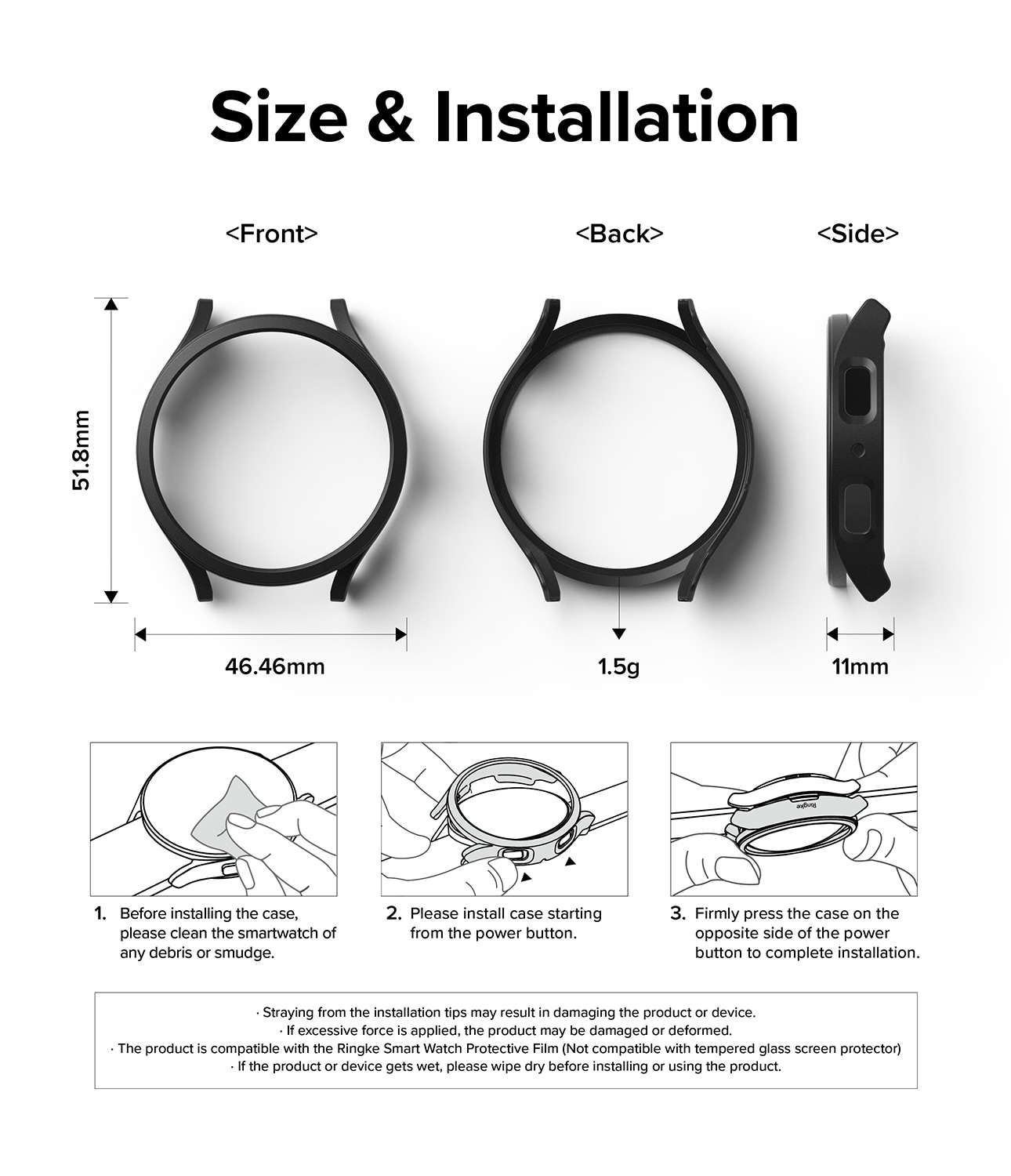 Slim Case (2 Stück) Samsung Galaxy Watch 6 44mm Matte Black & Clear