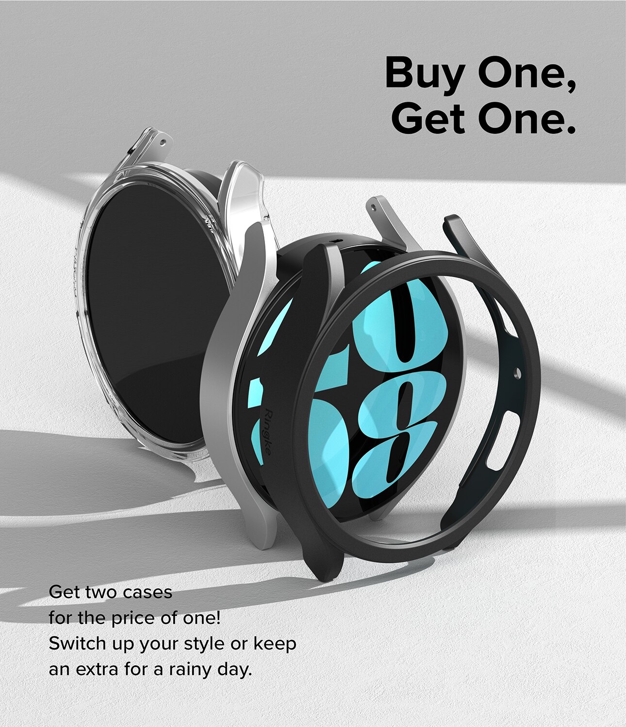 Slim Case (2 Stück) Samsung Galaxy Watch 6 44mm Matte Black & Clear