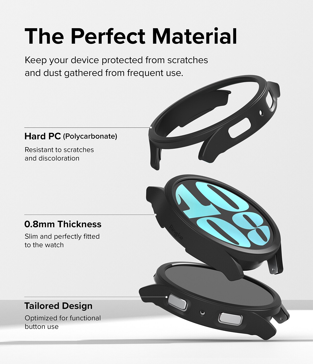 Slim Case (2 Stück) Samsung Galaxy Watch 6 44mm Matte Black & Clear
