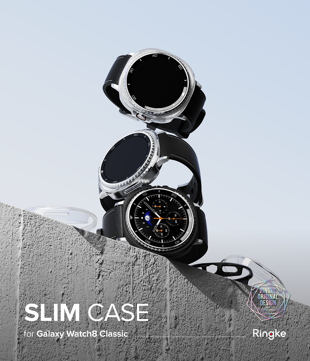 Slim Case (2 Stück) Samsung Galaxy Watch 8 Classic Matte Black & Clear