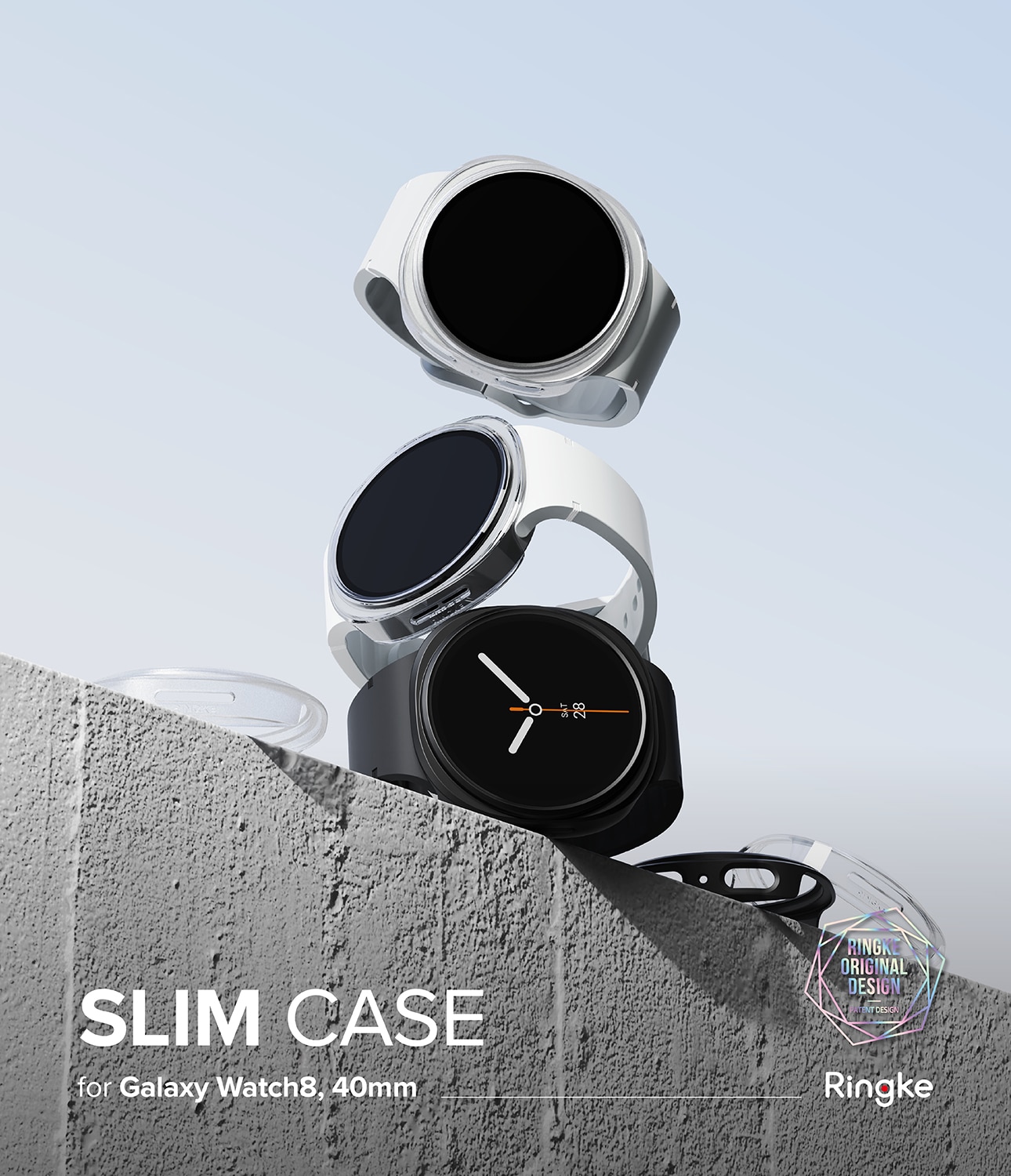 Slim Case (2 Stück) Samsung Galaxy Watch 8 40mm Matte Black & Clear