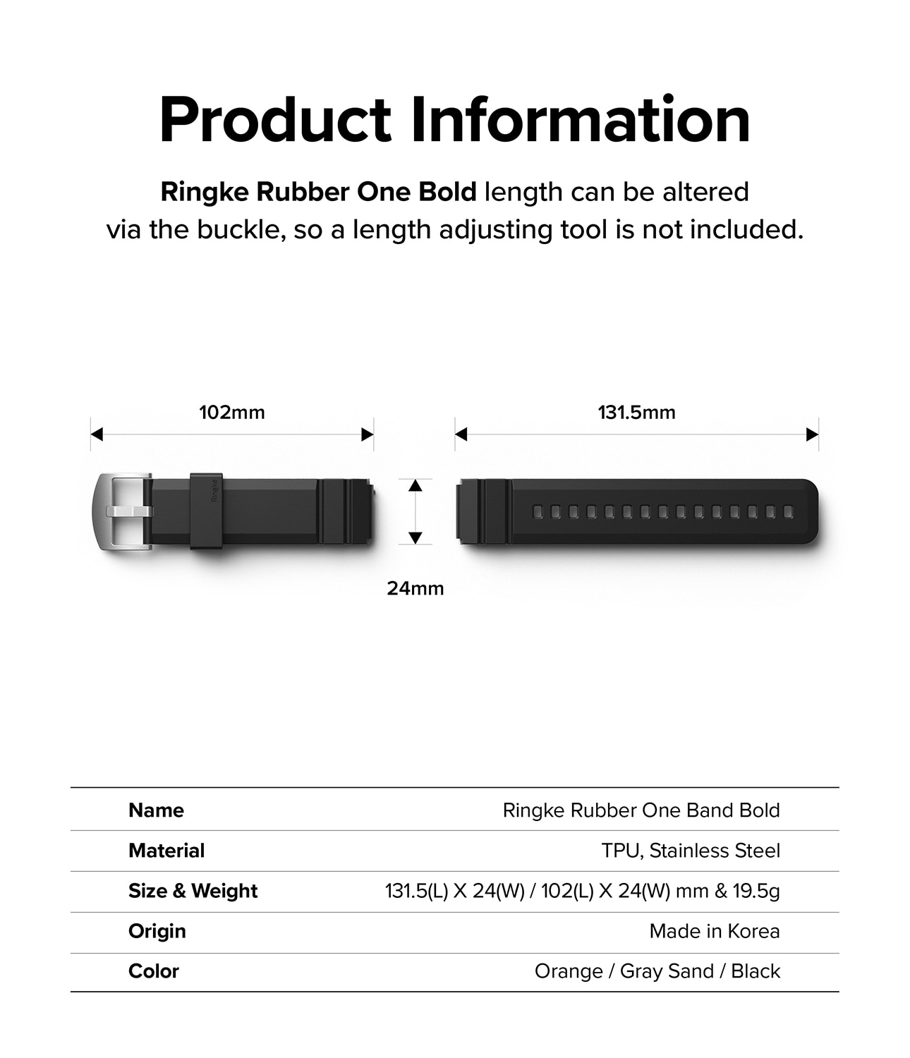 Rubber One Bold Band Amazfit GTS 4 Mini Black