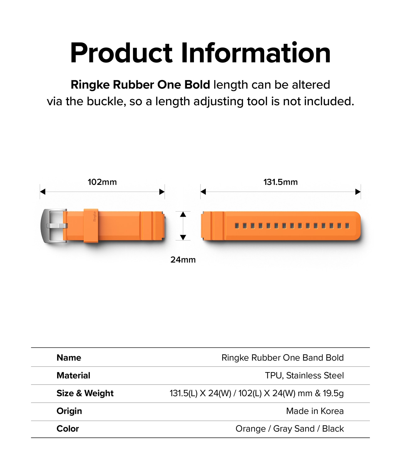 Rubber One Bold Band Polar Pacer Pro Orange