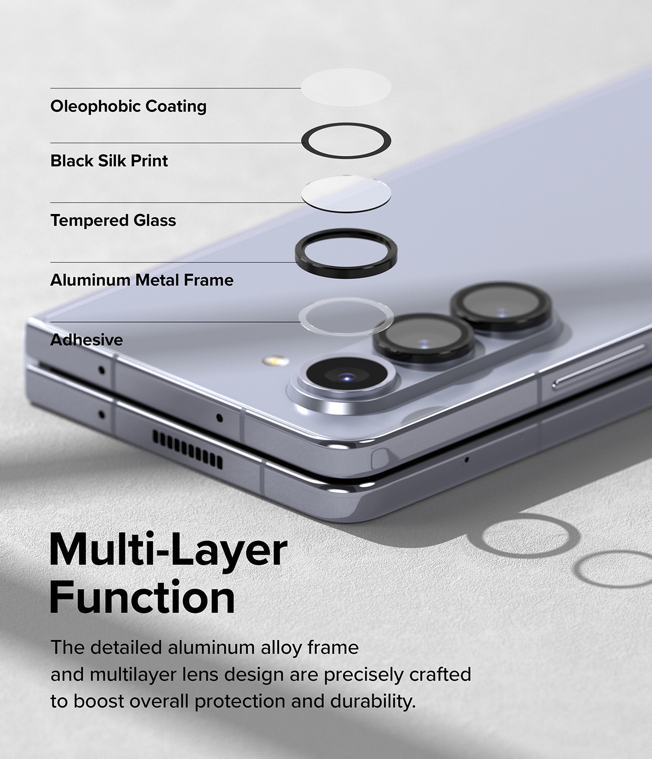 Camera Lens Frame Glass Samsung Galaxy Z Fold 5 Schwarz