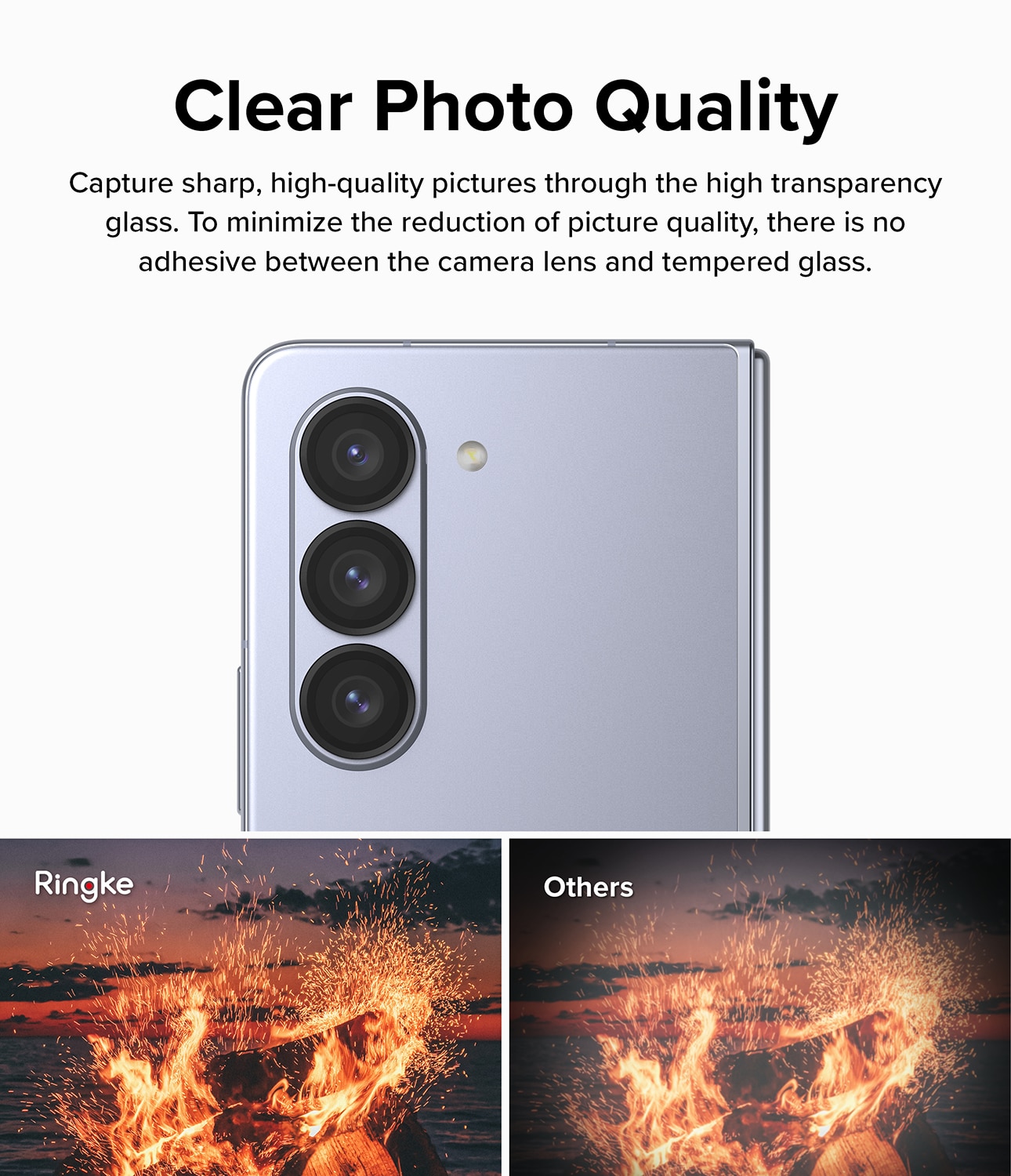 Camera Lens Frame Glass Samsung Galaxy Z Fold 5 Schwarz