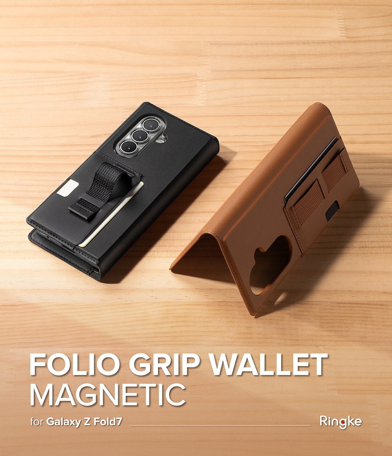 Samsung Galaxy Z Fold 7 Folio Grip Wallet Magnetic Black