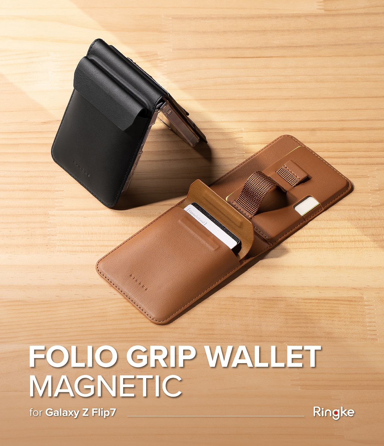 Samsung Galaxy Z Flip 7 Folio Grip Wallet Magnetic Black