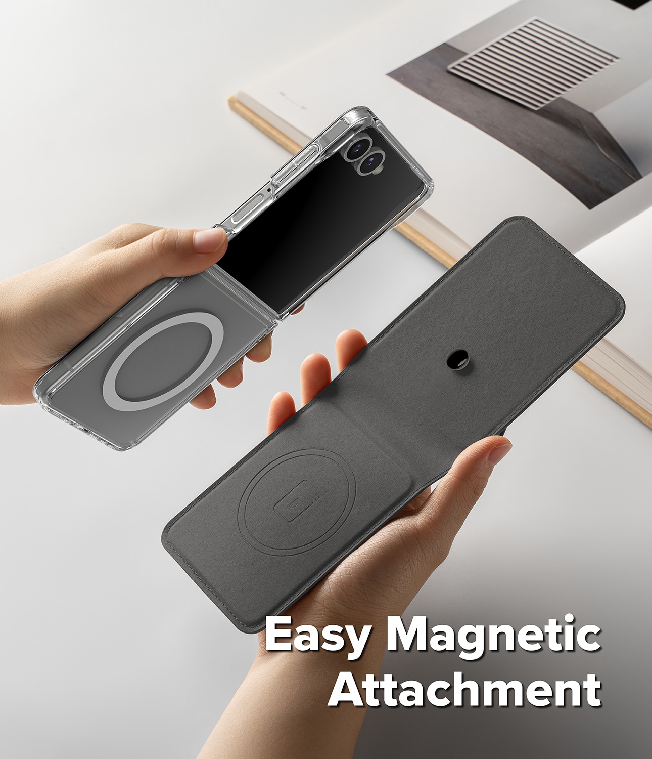 Samsung Galaxy Z Flip 7 Folio Grip Wallet Magnetic Black