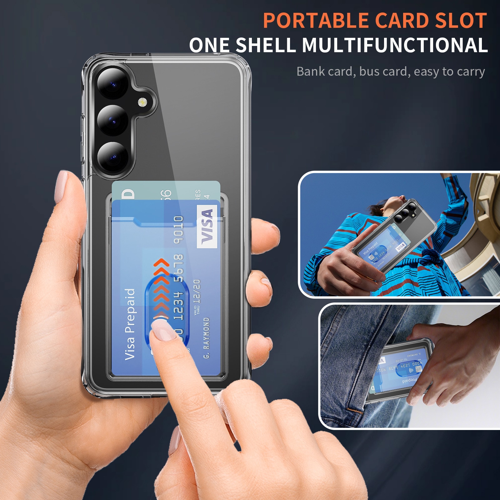 Hybrid-Hülle mit Kartenhalter Samsung Galaxy S24 Plus transparent