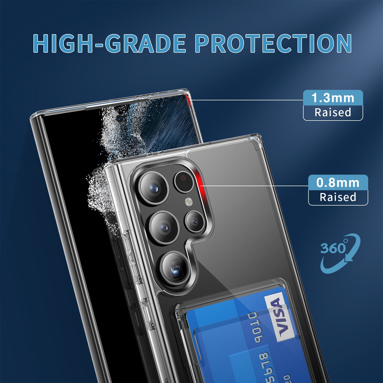 Hybrid-Hülle mit Kartenhalter Samsung Galaxy S24 Ultra transparent