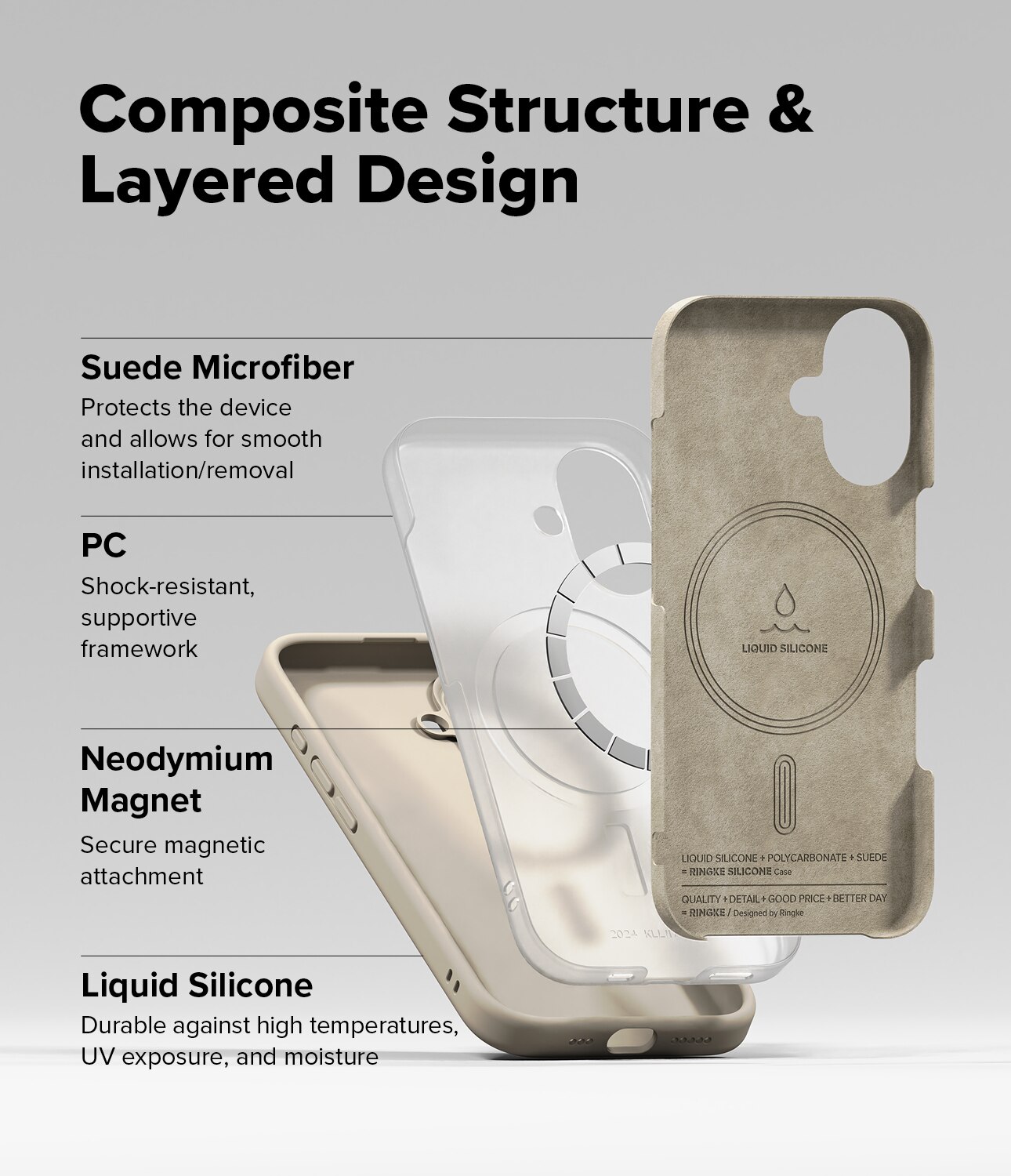 Silicone Magnetic Case iPhone 16 Stone
