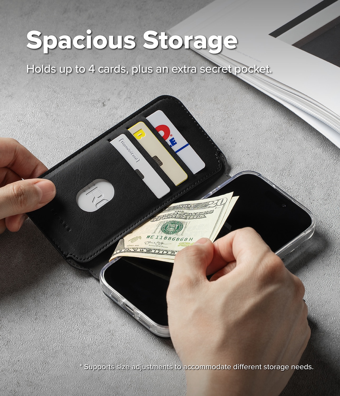 iPhone 17 Folio Grip Wallet Magnetic Black