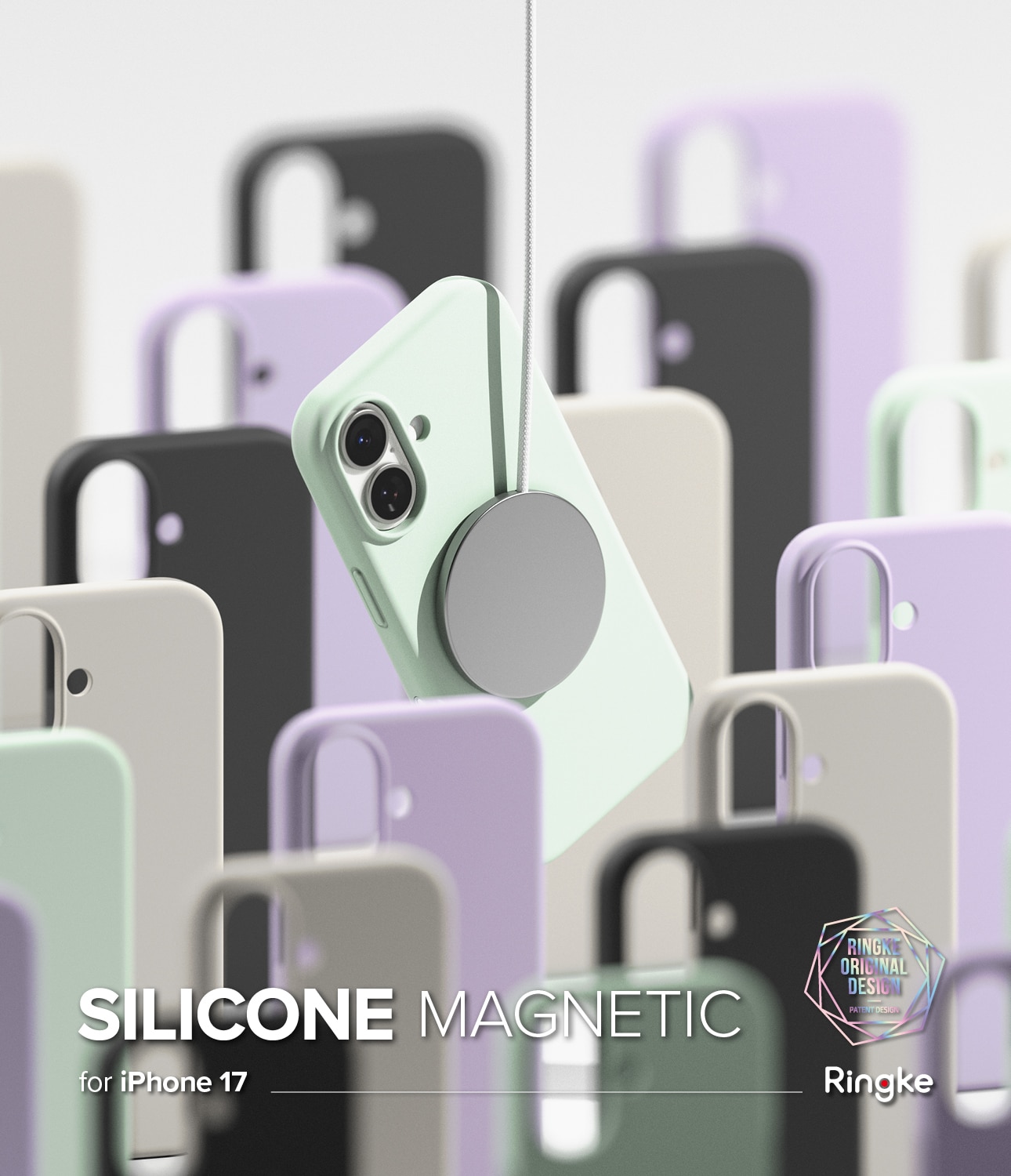 Silicone Magnetic Case iPhone 17 Soft Mint