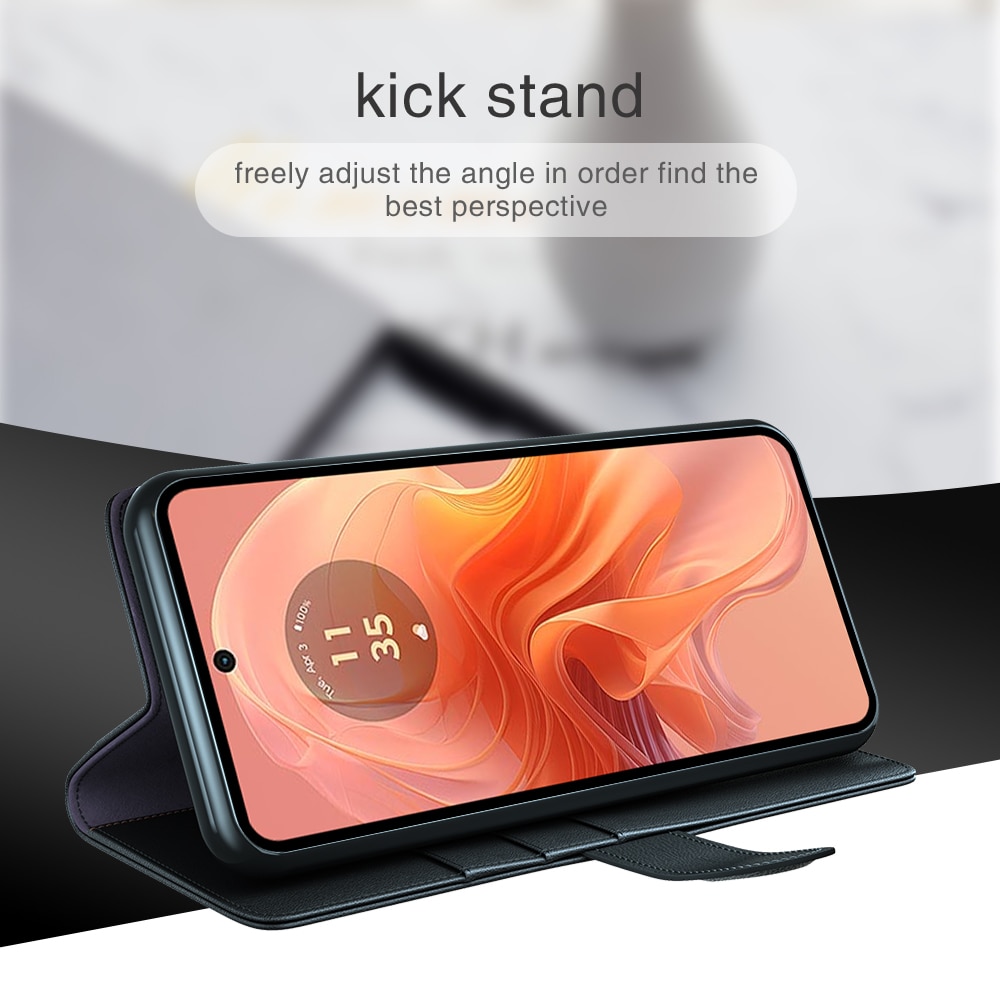 Motorola Moto G04 Echtlederhülle schwarz