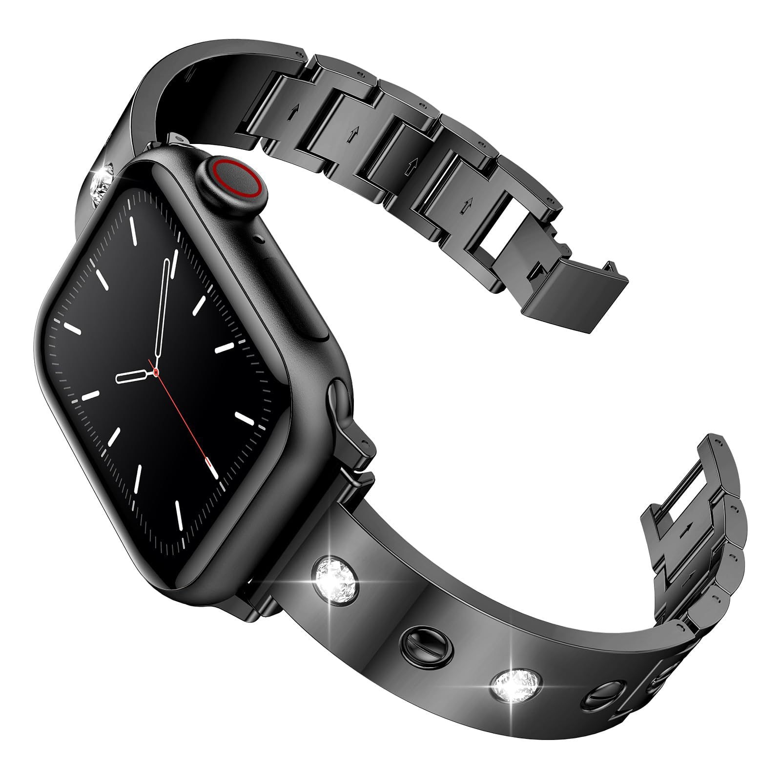 Bangle Diamond Bracelet Apple Watch 41mm Series 9 schwarz