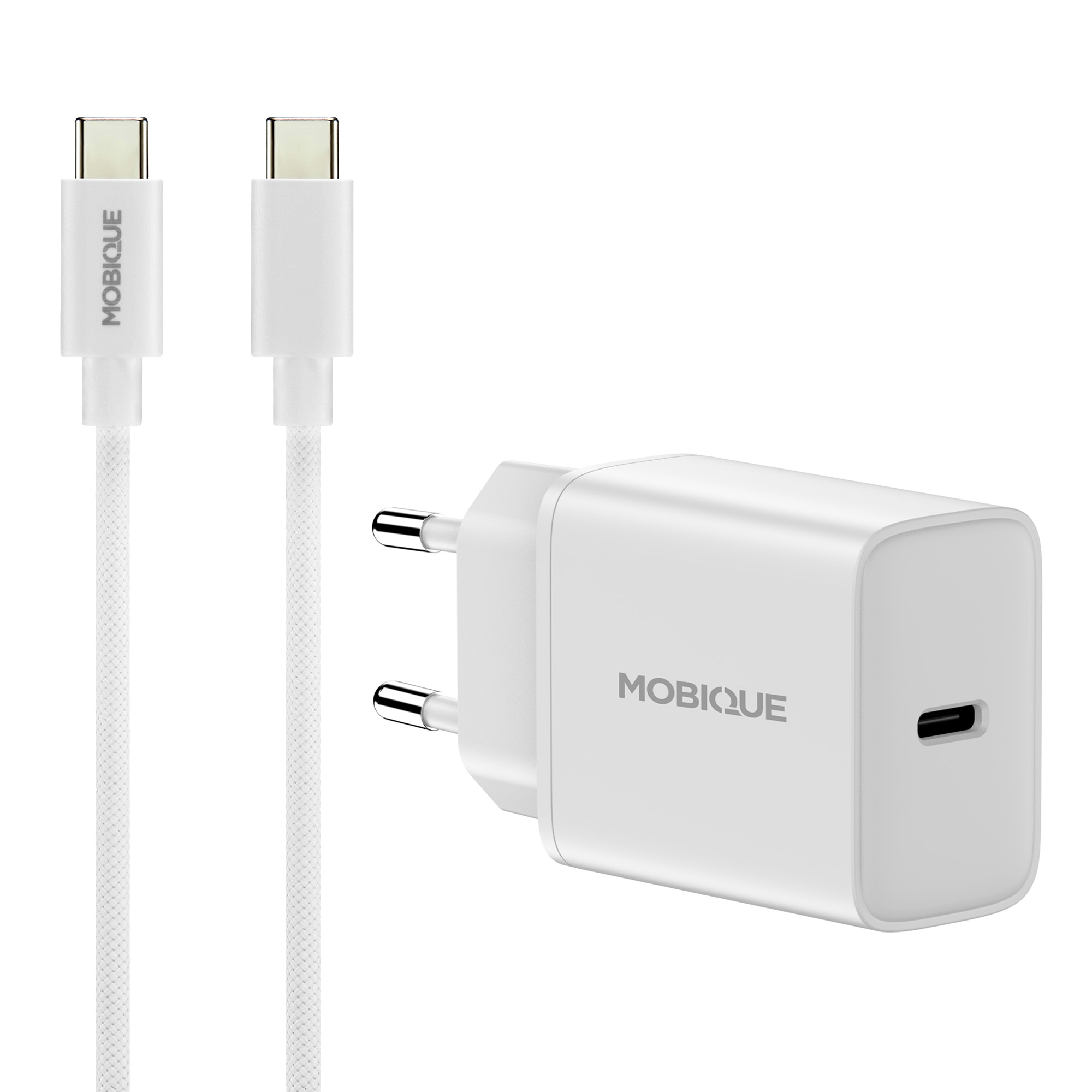 Zwei-in-eins-Ladegerät iPhone 17 -  2m-Kabel und Wandladegerät USB-C Weiß