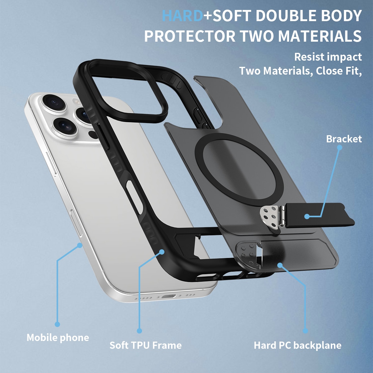 iPhone 16 Pro Magnetische Hülle mit Ständer Schwarz