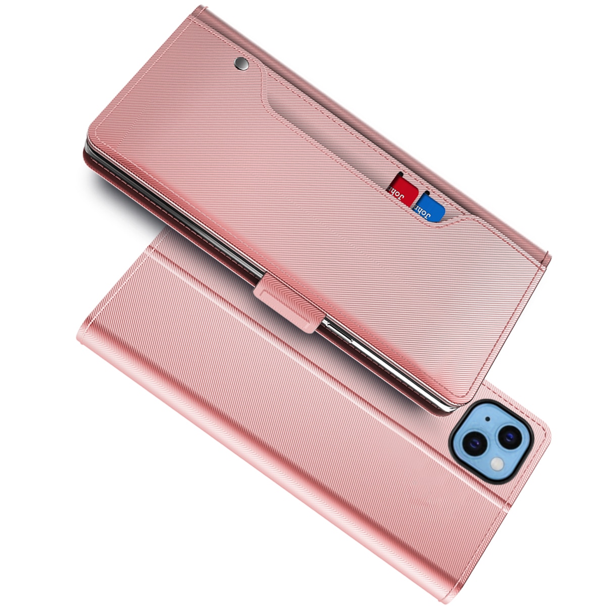 iPhone 14 Portemonnaie-Hülle Spiegel rosagold