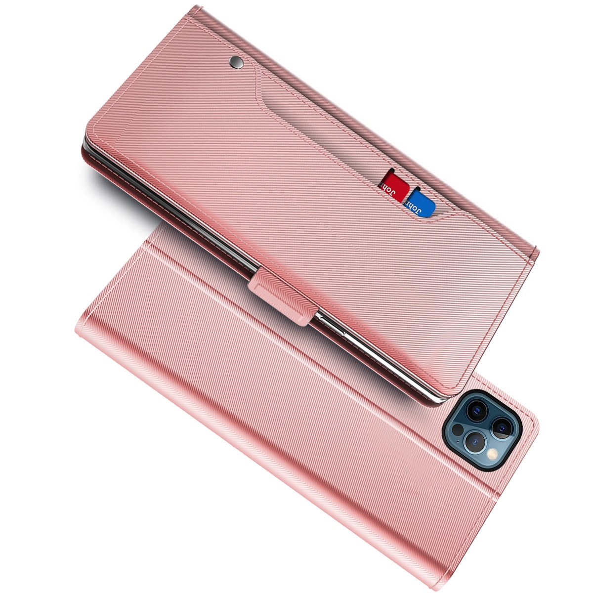 iPhone 14 Pro Max Portemonnaie-Hülle Spiegel rosagold