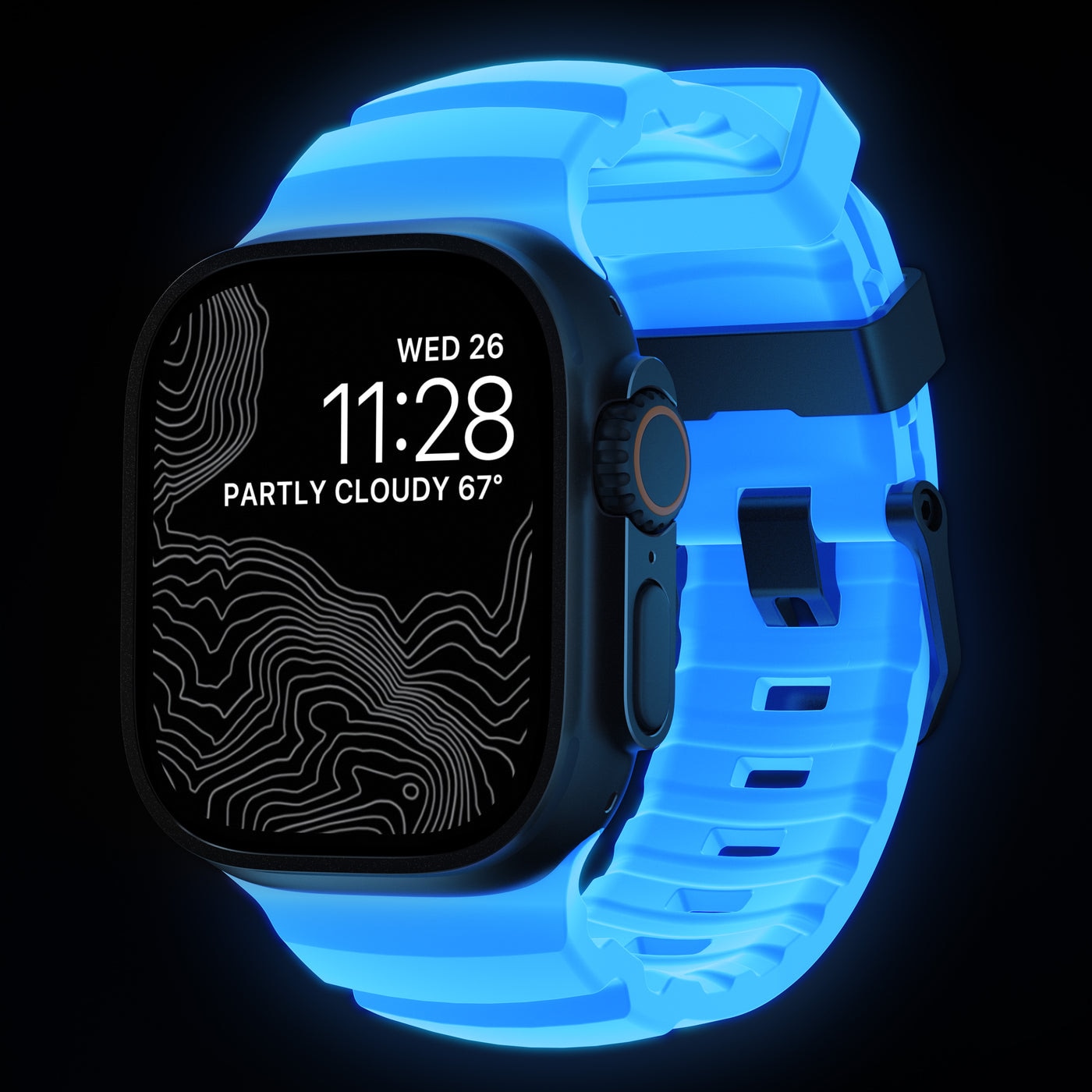 Apple Watch Series 7 45mm Rocky Point Band Icy Blue Glow (Black Hardware) - Limited edition
