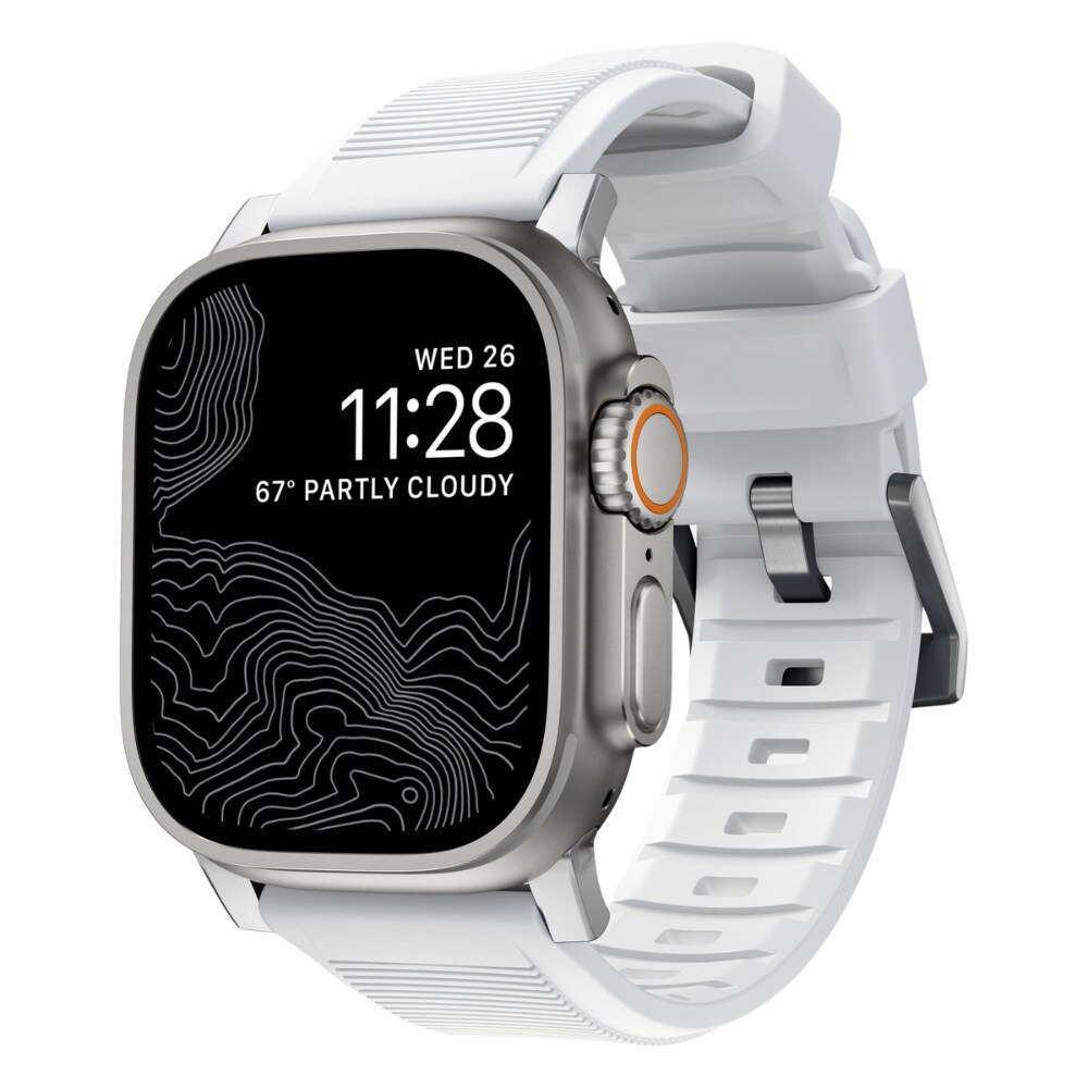 Nomad Apple Watch Ultra 49mm Rugged Band White (Silver Hardware 