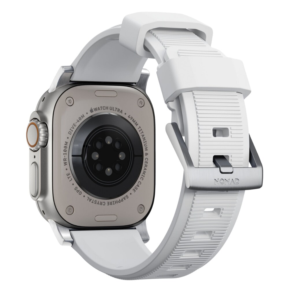 Nomad Apple Watch Ultra 49mm Rugged Band White (Silver Hardware 