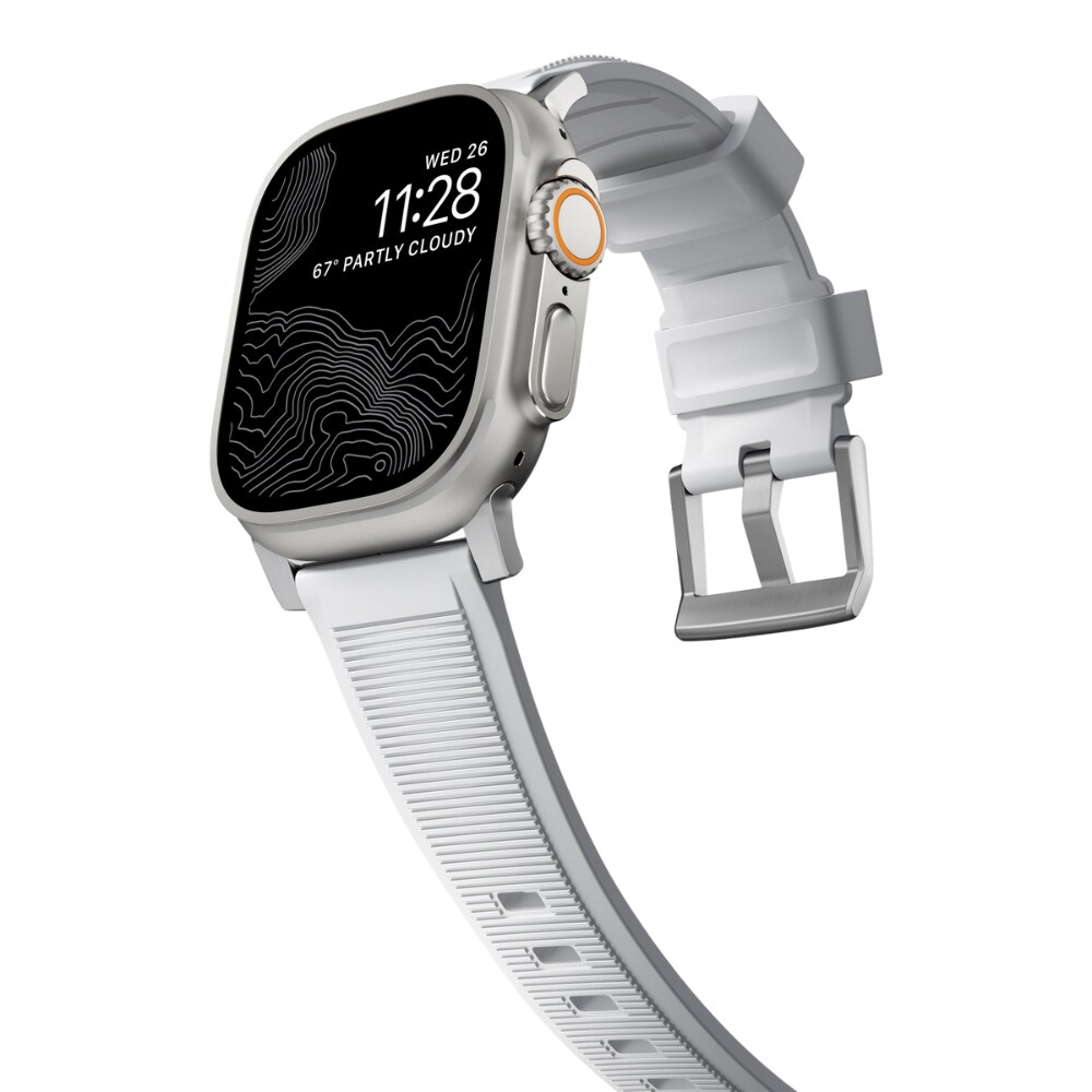 Nomad Apple Watch Ultra 49mm Rugged Band White (Silver Hardware 