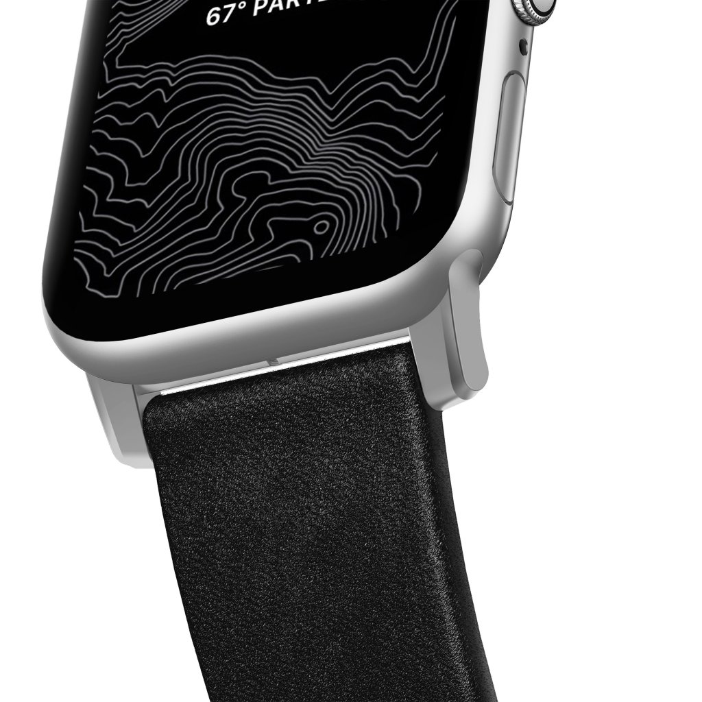 Apple Watch 45mm Series 9 Modern Band Horween Leather Black (Silver Hardware)