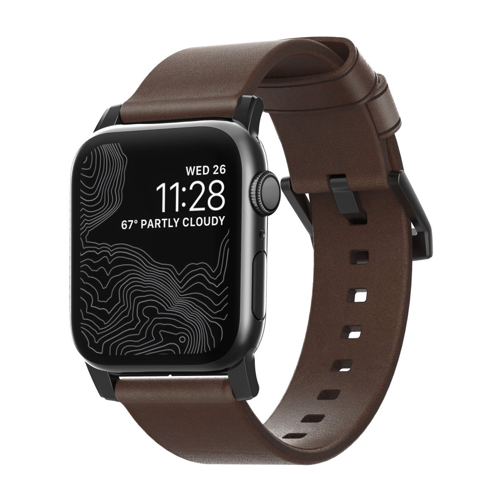 Apple Watch Ultra 49mm Modern Band Horween Leather Rustic Brown (Black Hardware)