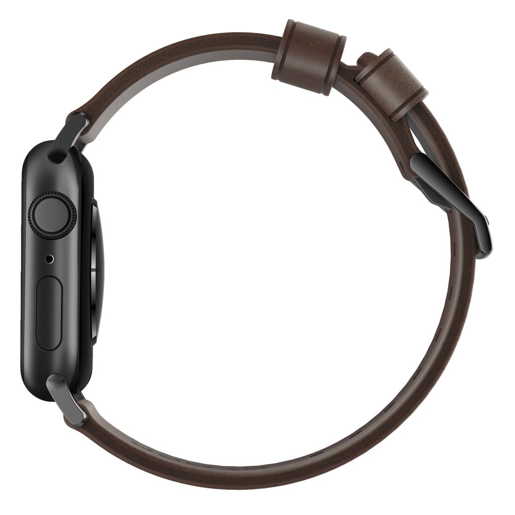 Apple Watch SE 44mm Modern Band Horween Leather Rustic Brown (Black Hardware)