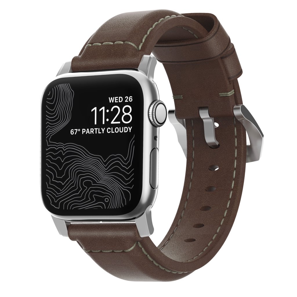 Traditional Band Apple Watch 42/44/45/49mm Rustic Brown (Silver Hardware)