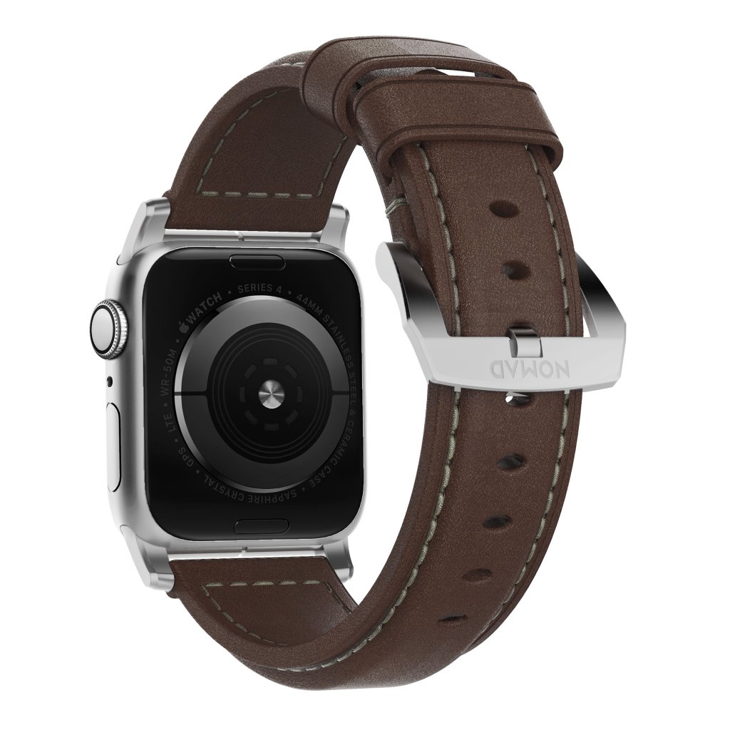 Traditional Band Apple Watch SE 44mm Rustic Brown (Silver Hardware)