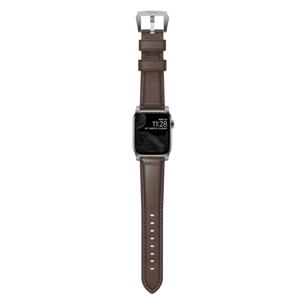 Traditional Band Apple Watch 45mm Series 7 Rustic Brown (Silver Hardware)