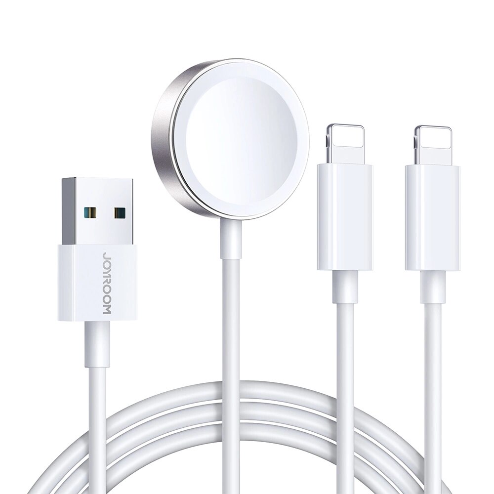 3-in-1 Kabel USB-A -> 2x  Lightning + Magnetisches Ladegerät, weiß (S-IW007)