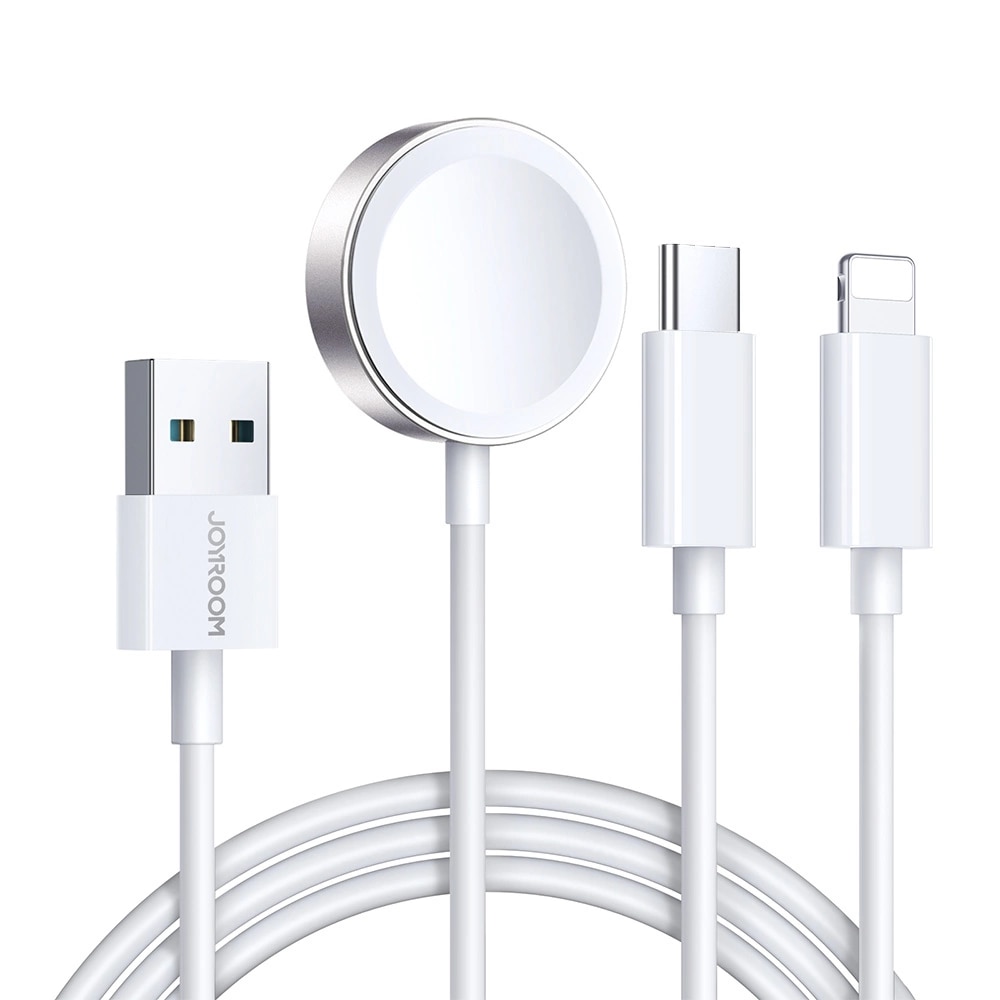 3-in-1 Kabel USB-A -> USB-C/Lightning  + Apple Watch Ladegerät, weiß (S-IW008)