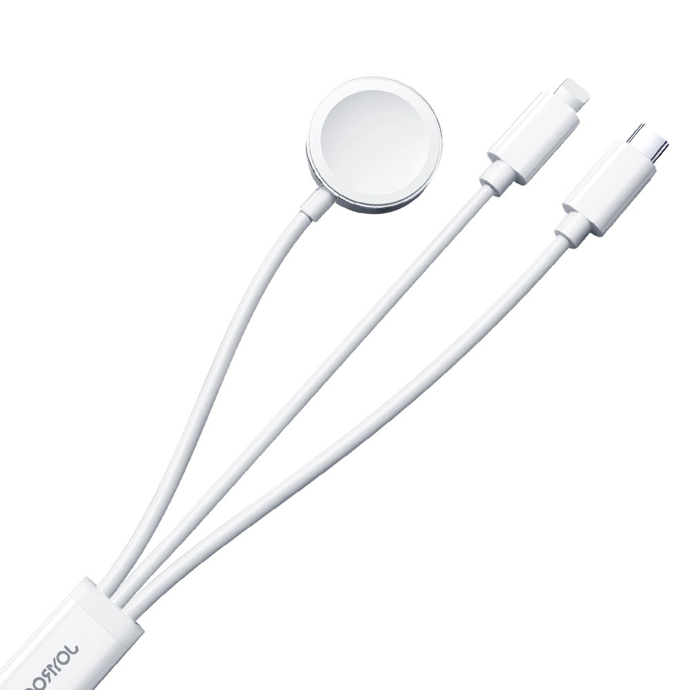 3-in-1 Kabel USB-A -> USB-C/Lightning  + Apple Watch Ladegerät, weiß (S-IW008)