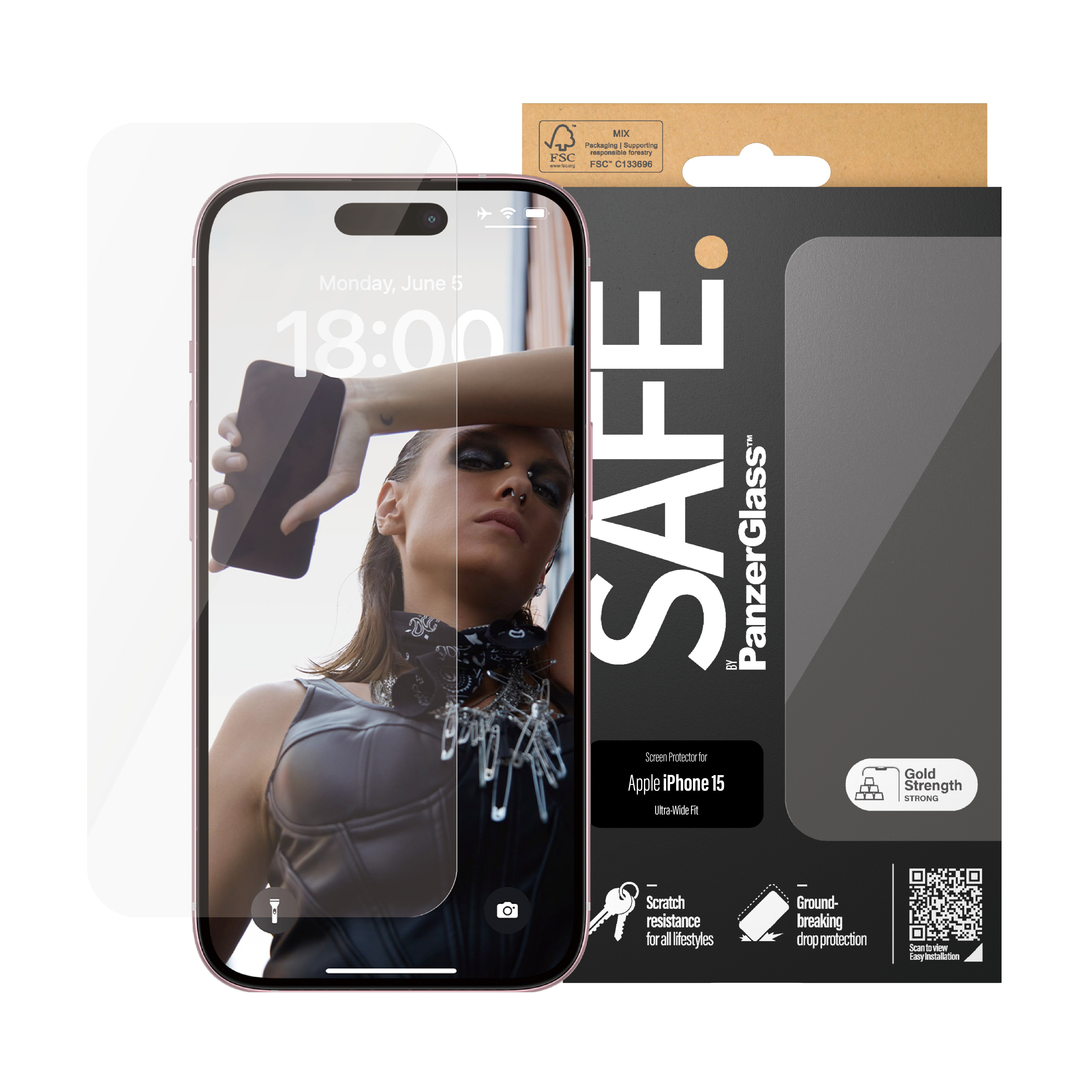 iPhone 15 Displayschutz/Screen Protector Ultra Wide Fit