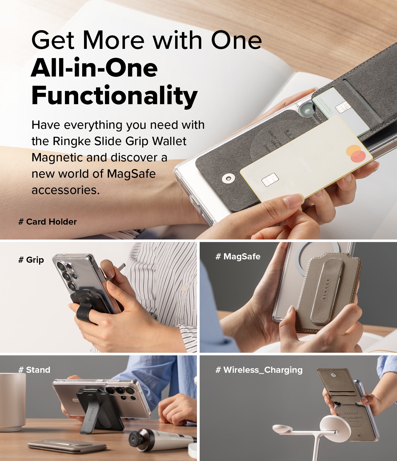 Samsung Galaxy Card Holder Slide Grip Magnetic Edge Schwarz