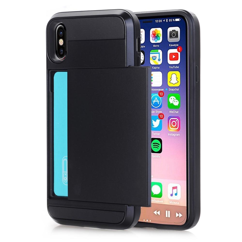 iPhone X/XS Handyhülle mit Kartenhalter Schwarz