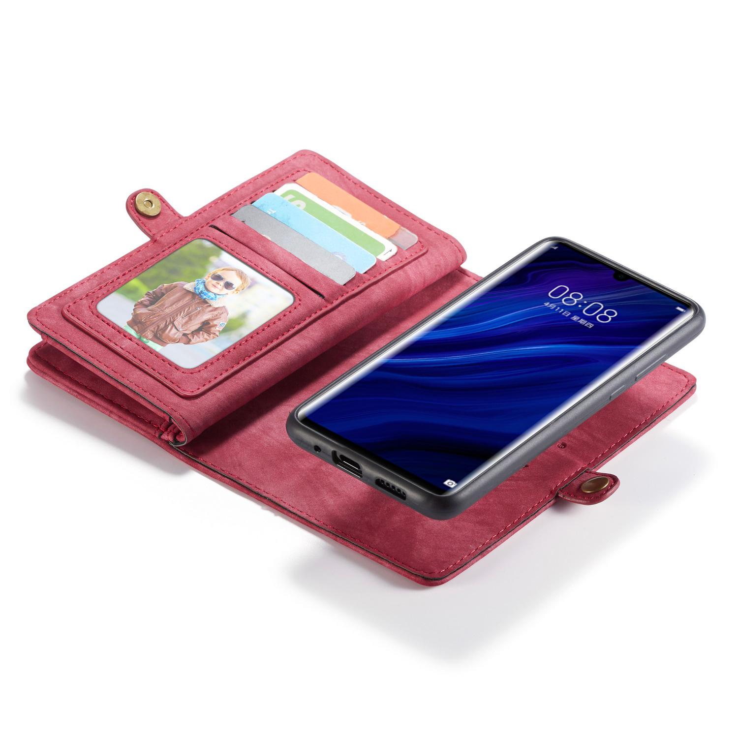 Multi-slot Portemonnaie-Hülle Huawei P30 Pro Rot
