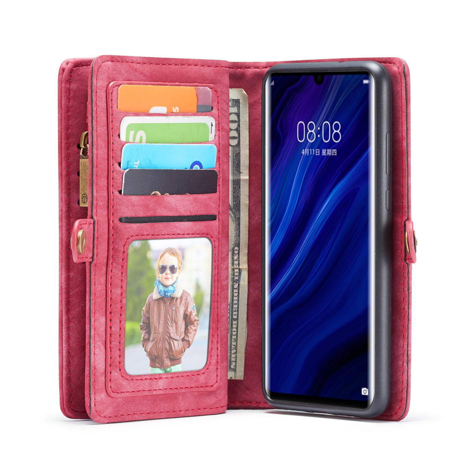 Multi-slot Portemonnaie-Hülle Huawei P30 Pro Rot