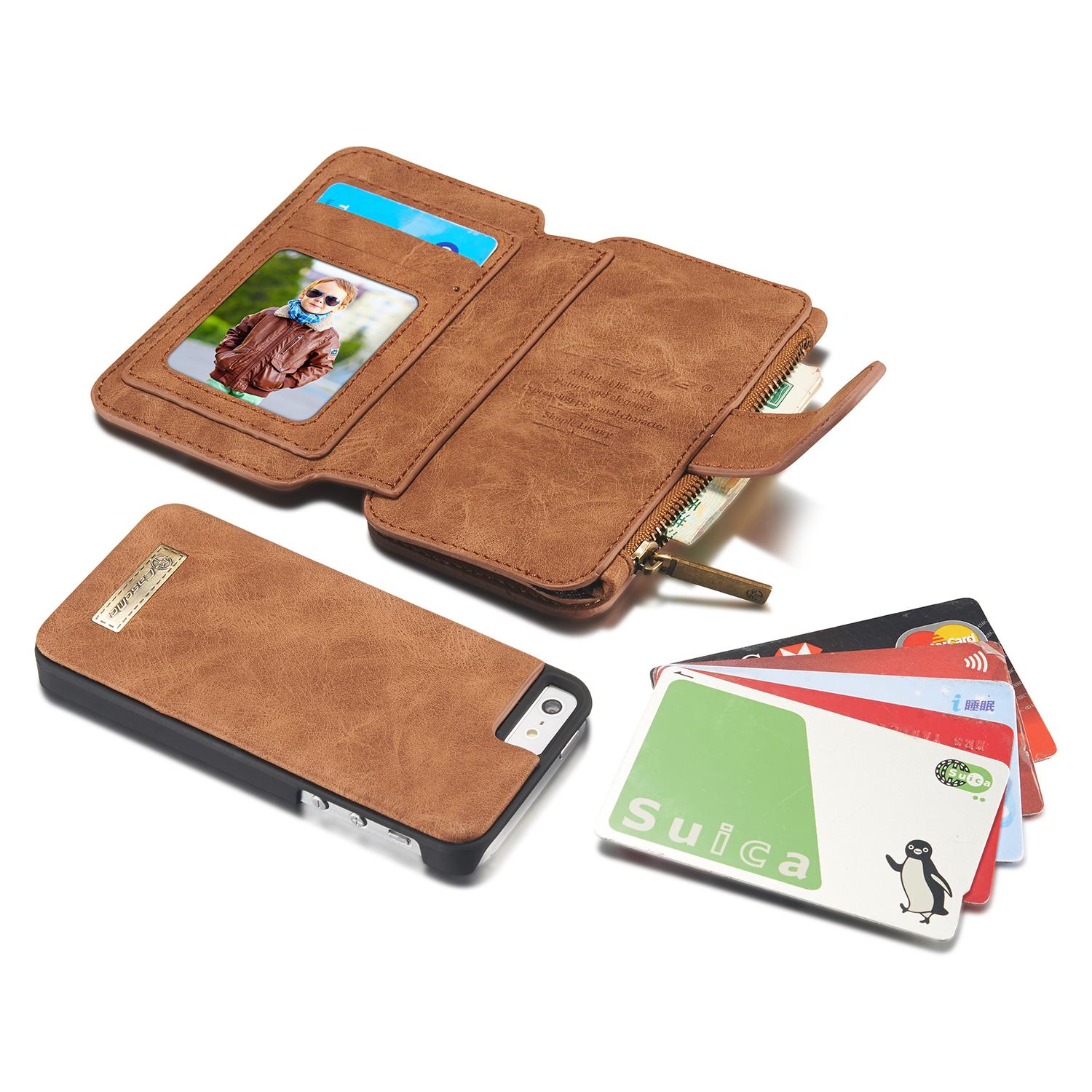 Multi-slot Portemonnaie-Hülle Apple iPhone 5/5S/SE Braun