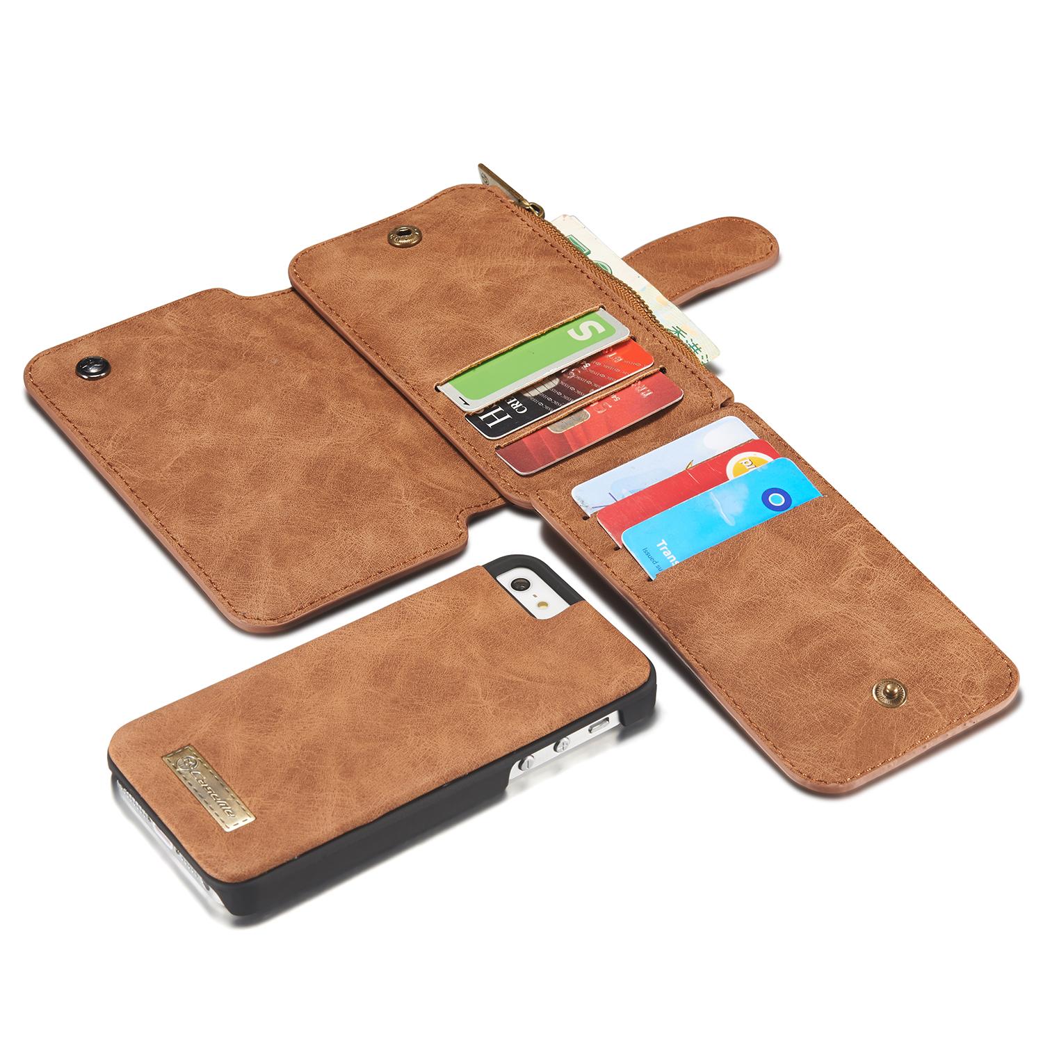 Multi-slot Portemonnaie-Hülle Apple iPhone 5/5S/SE Braun