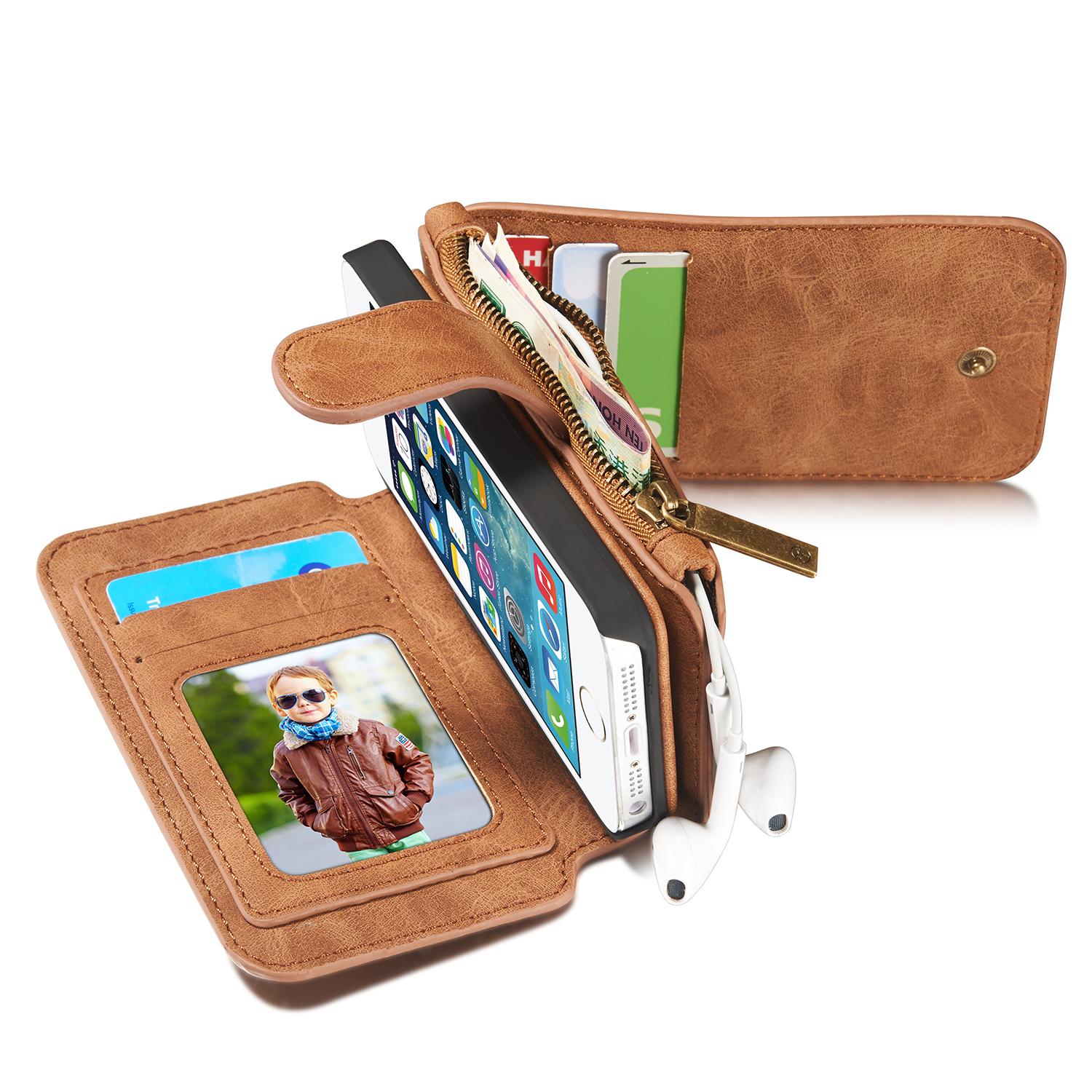 Multi-slot Portemonnaie-Hülle Apple iPhone 5/5S/SE Braun