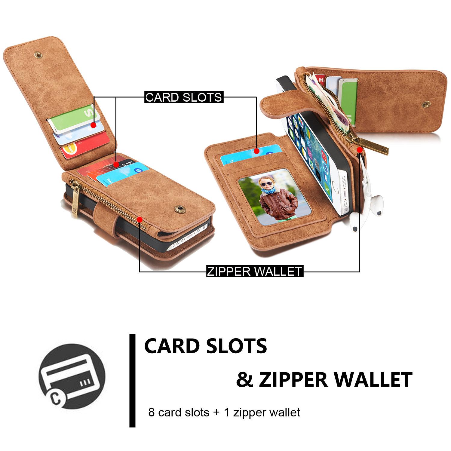 Multi-slot Portemonnaie-Hülle Apple iPhone 5/5S/SE Braun