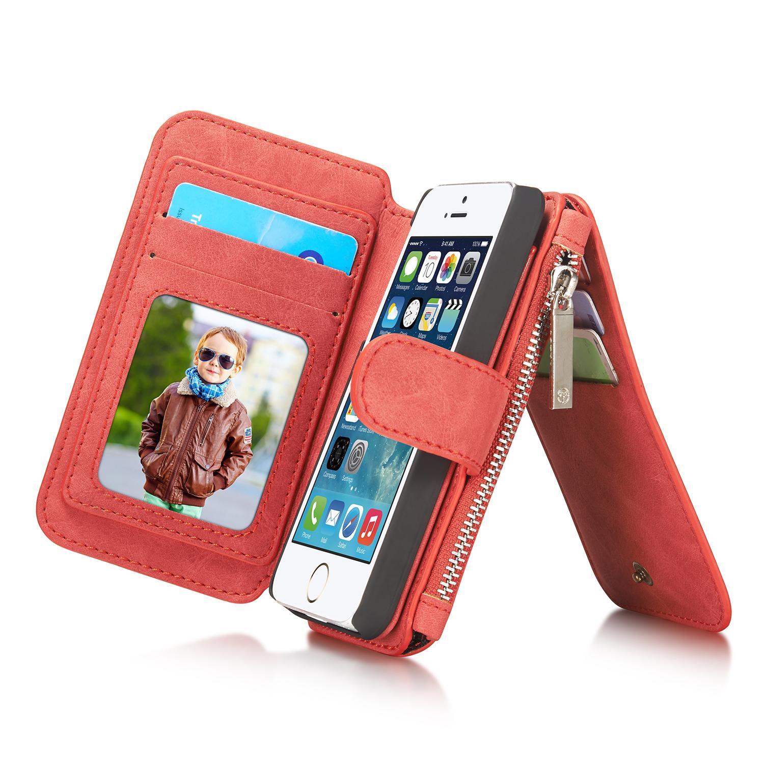 Multi-slot Portemonnaie-Hülle Apple iPhone 5/5S/SE Rot