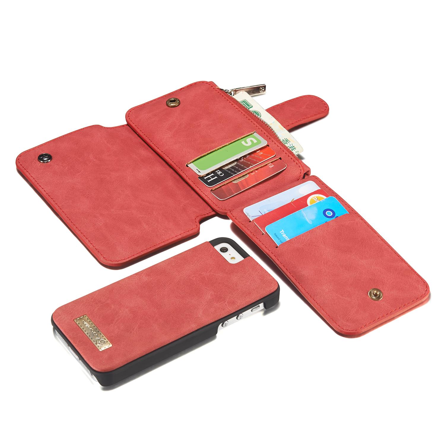 Multi-slot Portemonnaie-Hülle iPhone 5/5S/SE Rot