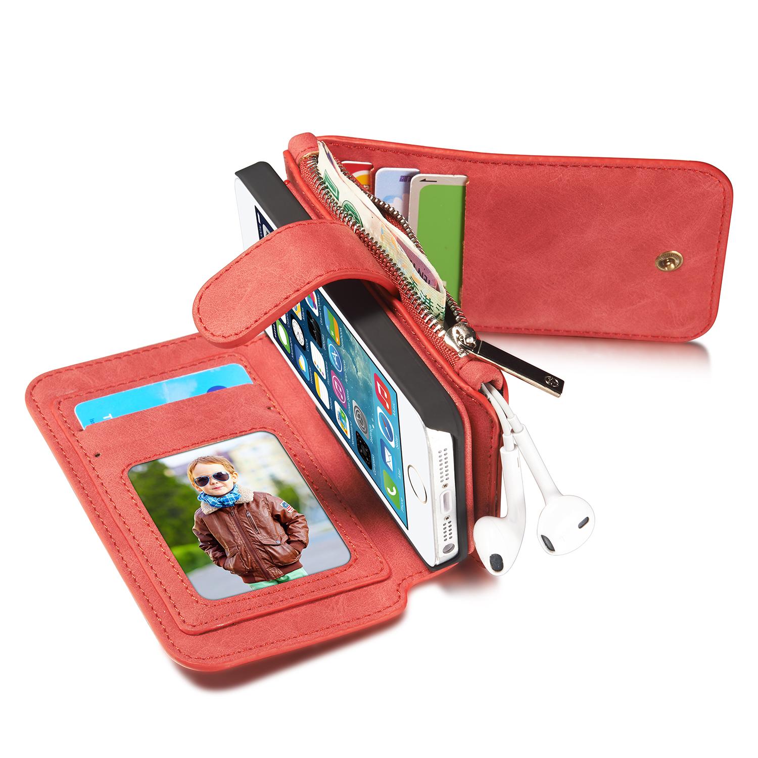 Multi-slot Portemonnaie-Hülle Apple iPhone 5/5S/SE Rot