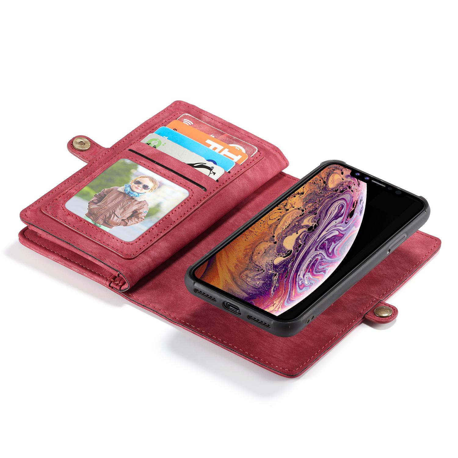 Multi-slot Portemonnaie-Hülle iPhone Xs Max Rot