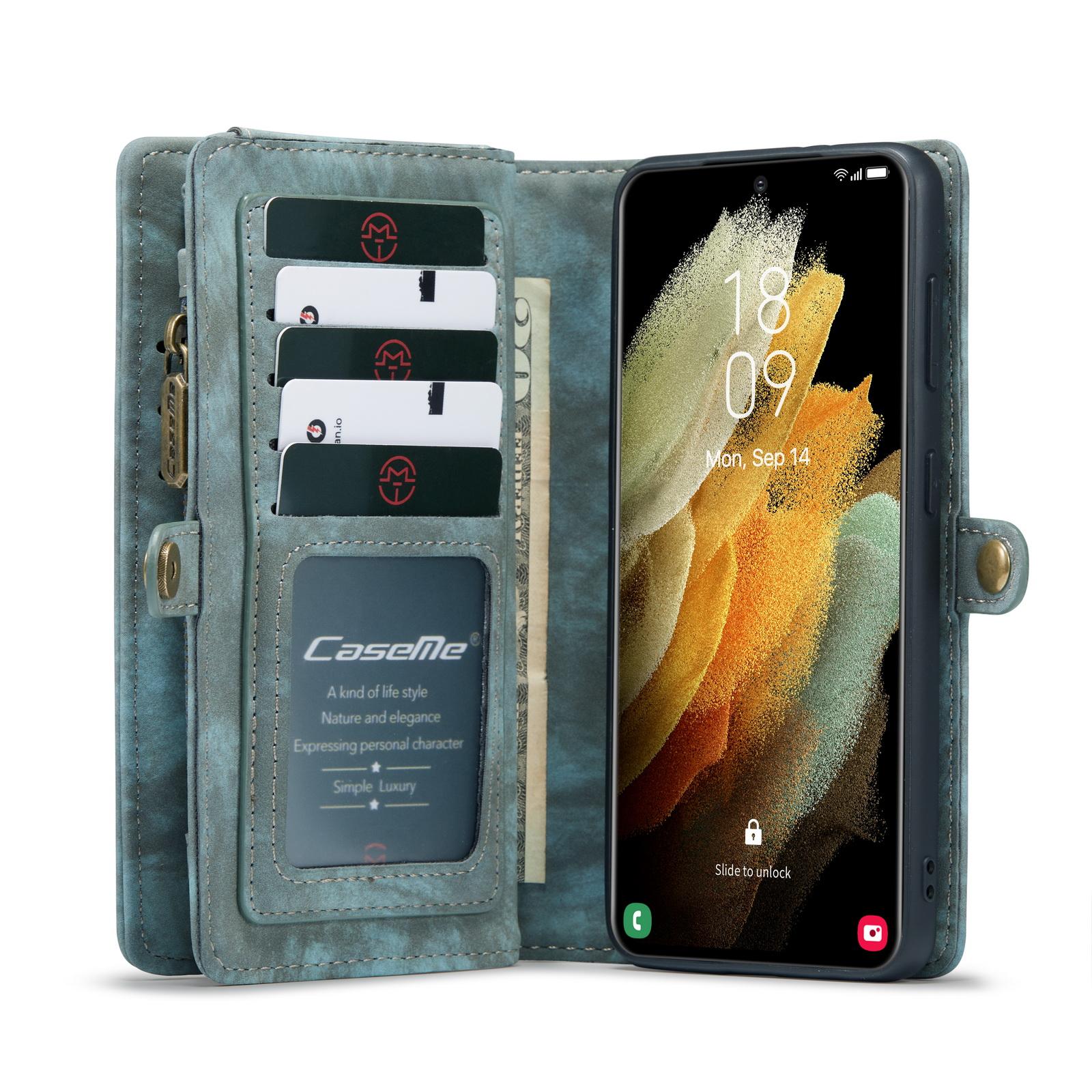 Multi-slot Portemonnaie-Hülle Samsung Galaxy S21 Blau